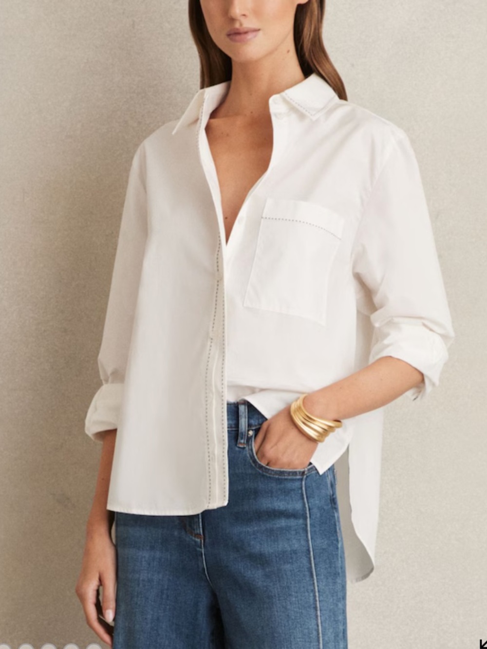 Reiss White Oversized Button-Down Shirt